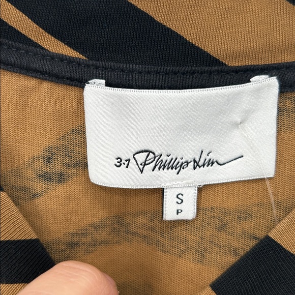 3.1 Phillip Lim Tiger StripeT-Shirt Black and Brown Small - Picture 2 of 8